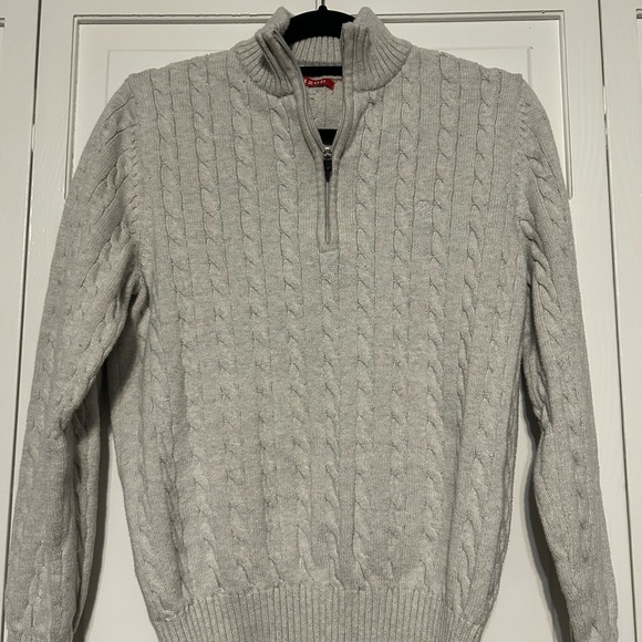 Men's Gray Izod Cable Knit Sweater - Picture 1 of 5